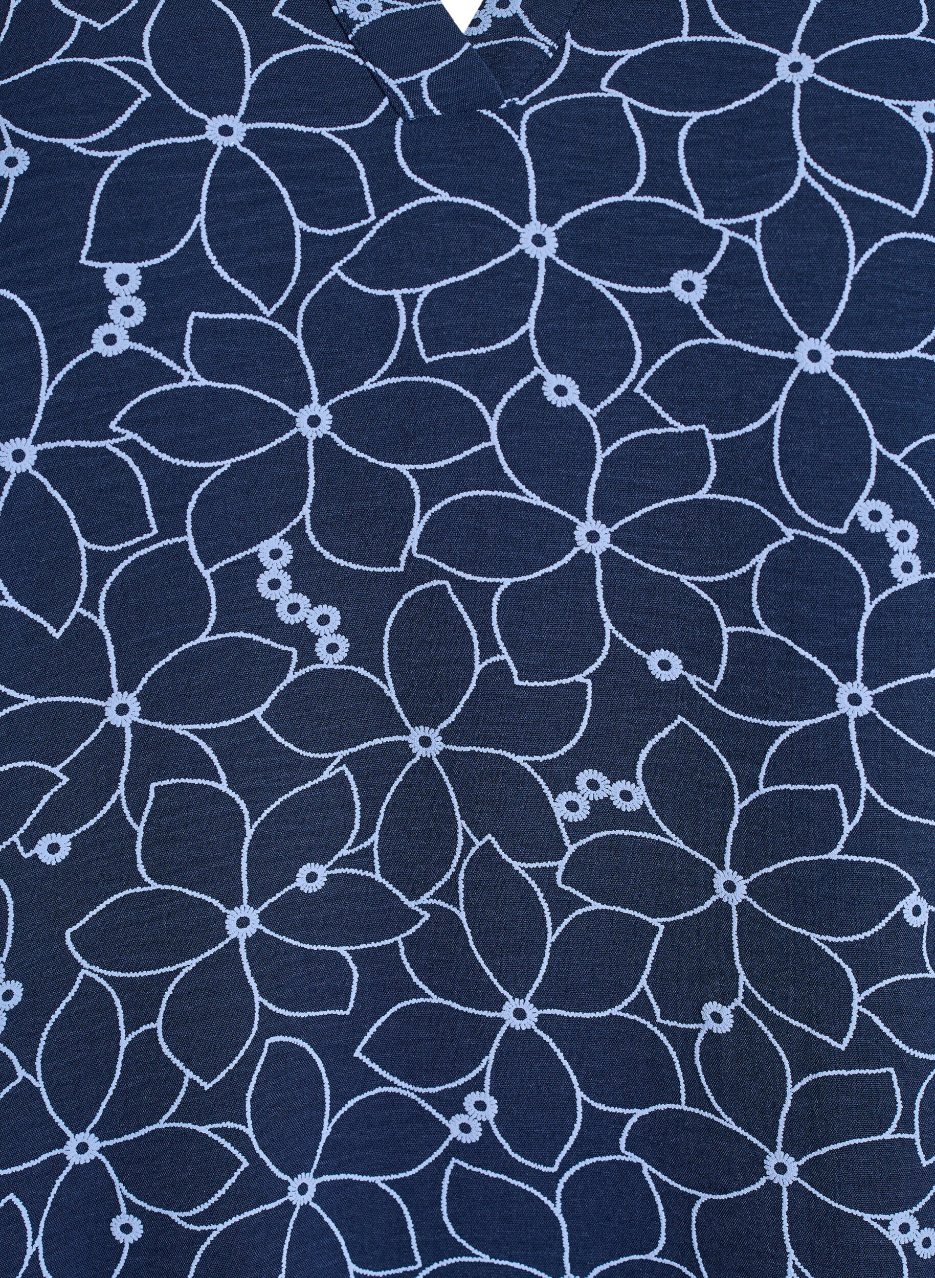 Zizzi Lang&auml;rmelige Bluse mit Blumenstickerei, Blau, Packshot image number 2