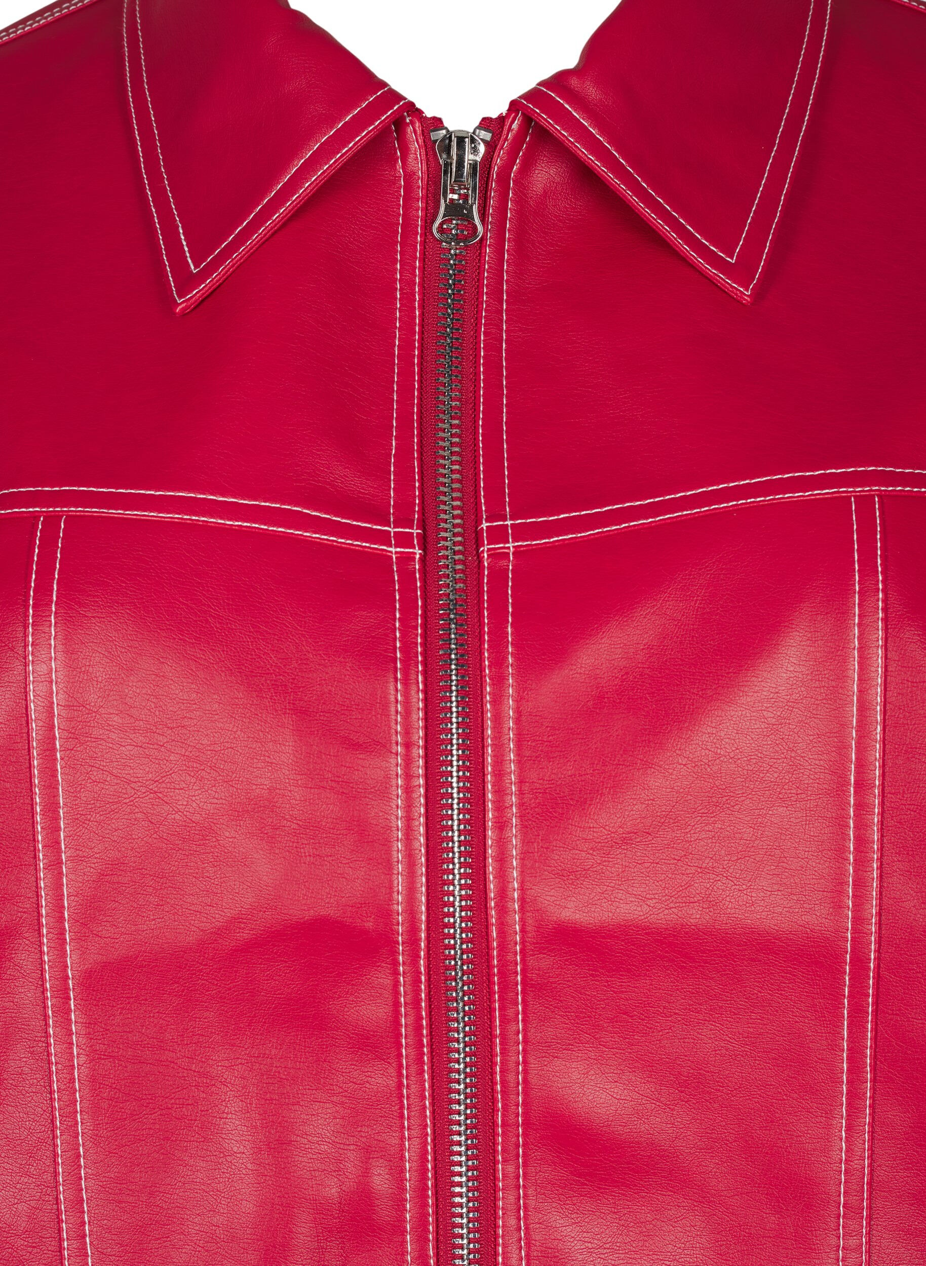 Zizzi Bomberjacke aus Kunstleder, Rhythmic Red, Packshot image number 2