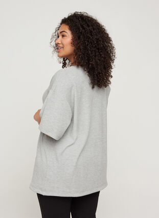 Bluse mit 2/4-Ärmeln und verstellbarem Saum, Light Grey Melange, Model image number 1