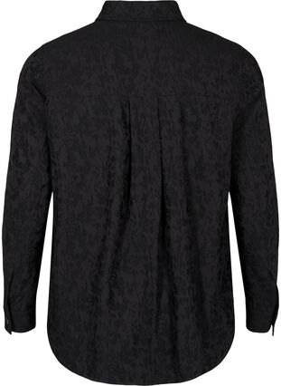 Hemdjacke aus Viskose mit Ton-in-Ton-Muster, Black, Packshot image number 1