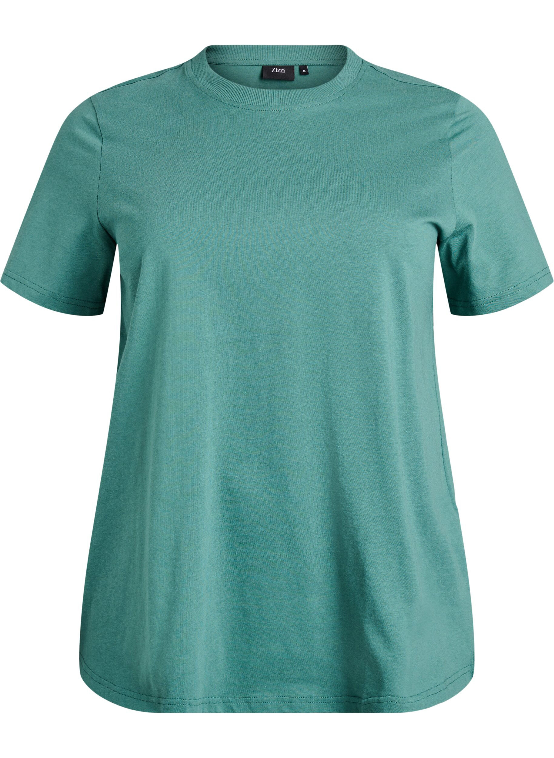 Zizzi Basic-T-Shirt aus Baumwolle mit Rundhalsausschnitt, Gr&uuml;n, Packshot image number 0