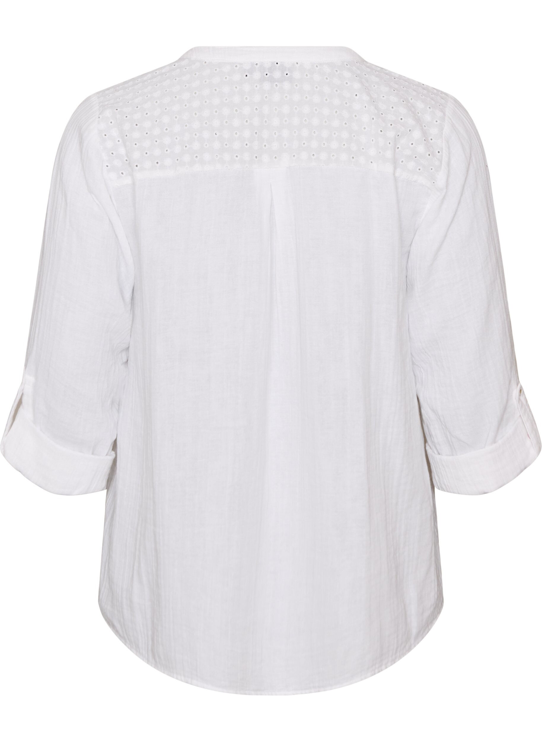 ZizziBluse aus Baumwollmusselin mit Lochstickerei, Wei&szlig;, Packshot image number 1
