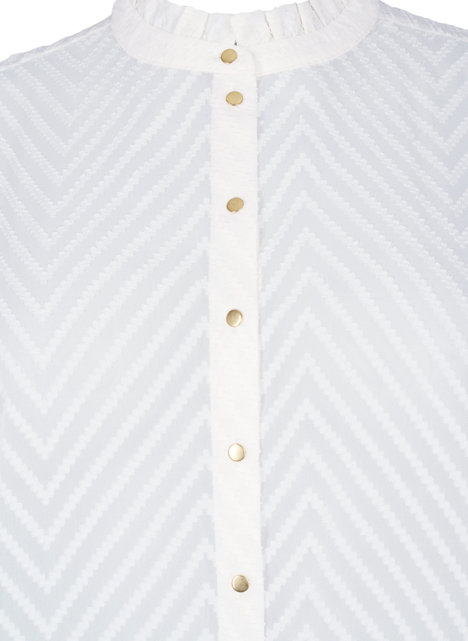 Zizzi  Hemdbluse mit R&uuml;schen und gemusterter Struktur, Snow White, Packshot image number 2