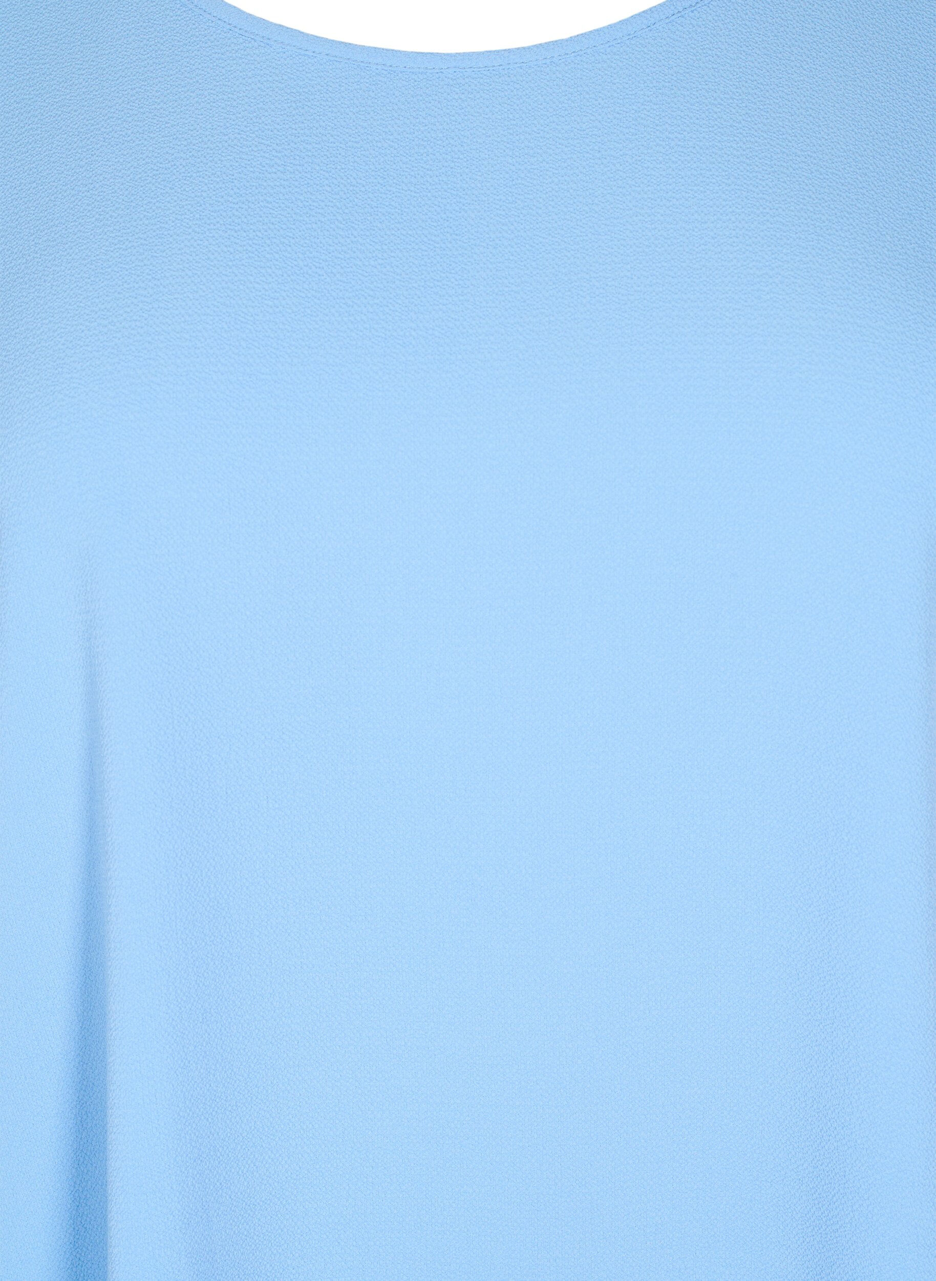 Zizzi Bluse mit kurzen &Auml;rmeln und einem Rundhalsausschnitt, Blau, Packshot image number 2