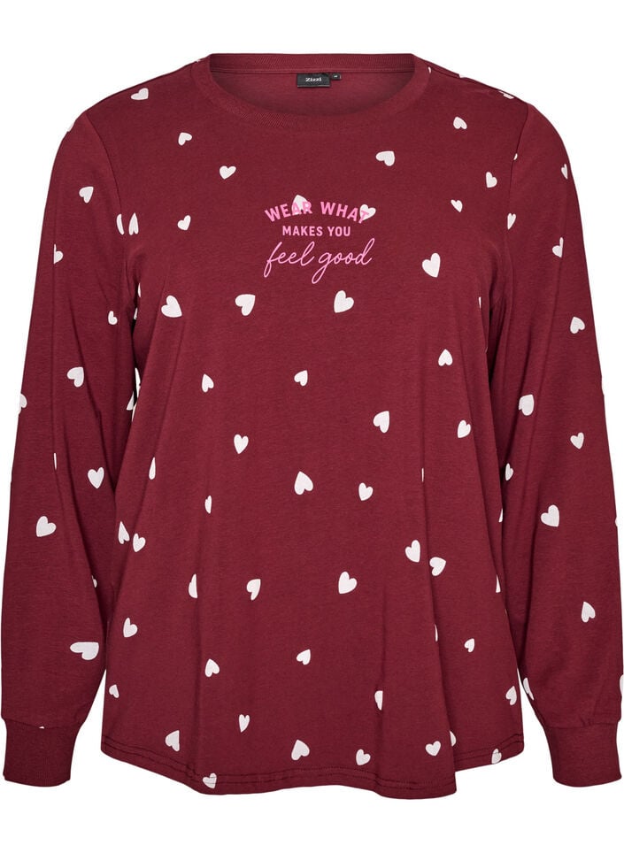 Nachtbluse mit Print, Rot, Packshot image number 0