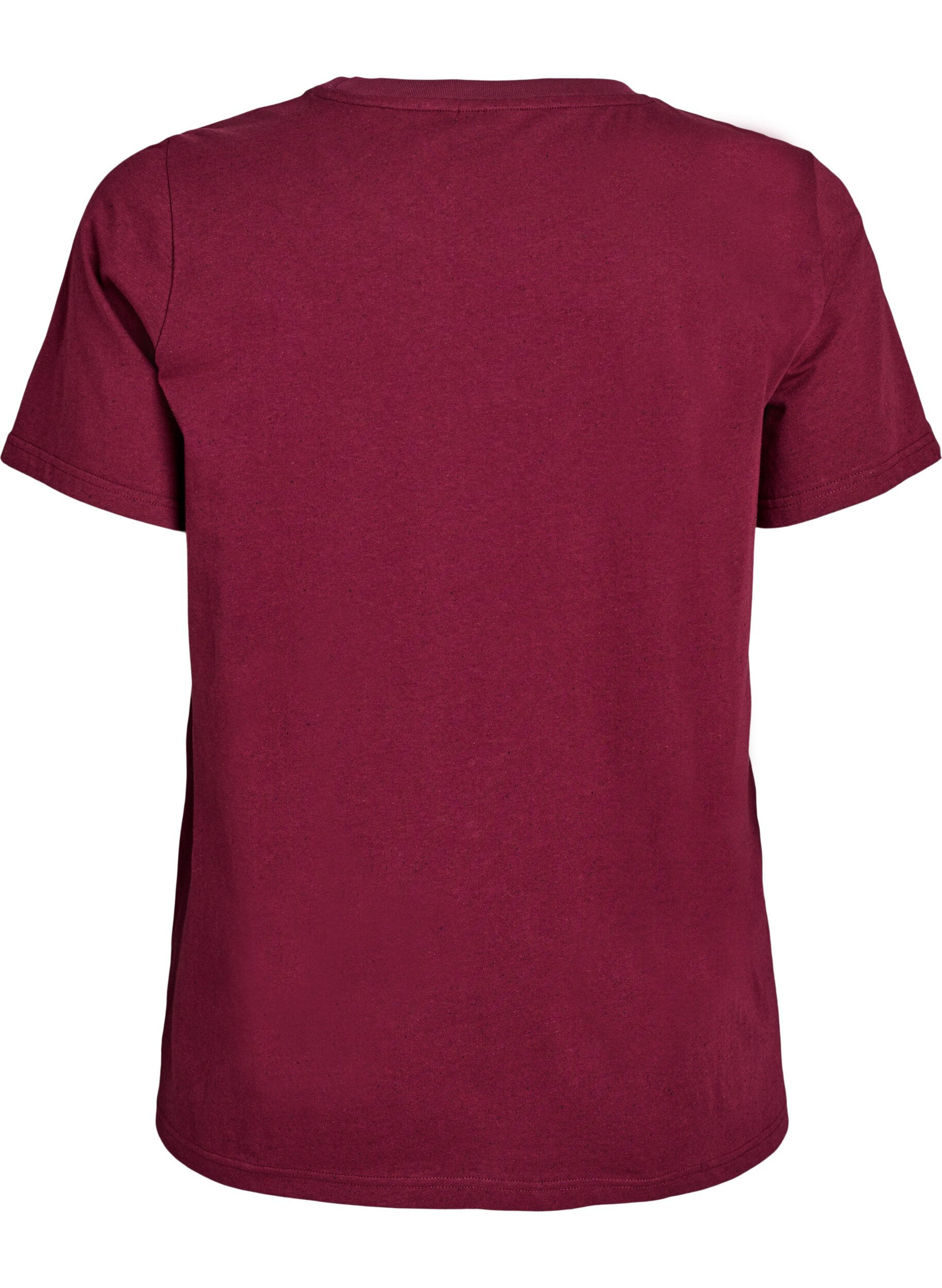 Zizzi Baumwoll-T-Shirt mit Rundhalsausschnitt, Dunkles Bordeaux, Packshot image number 1