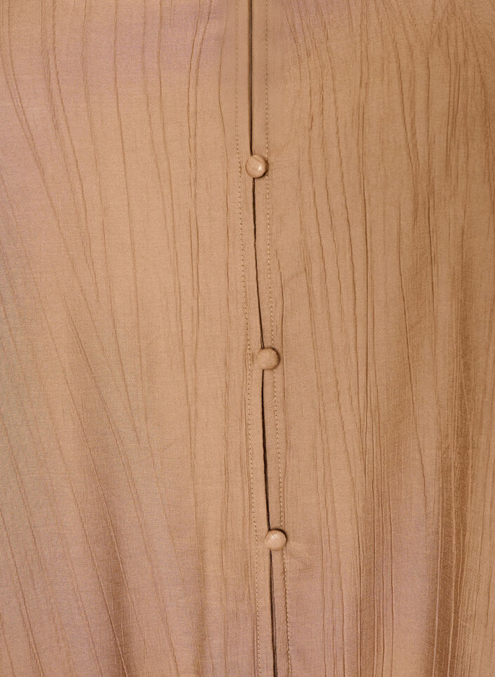 Lockere Tunika mit gekr&auml;uselter Struktur und R&uuml;schensaum, Braun, Packshot image number 2
