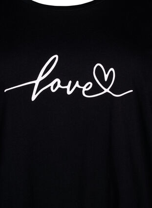 T-Shirt aus Baumwolle mit Rundhalsausschnitt und Aufdruck, Black W. Love, Packshot image number 2
