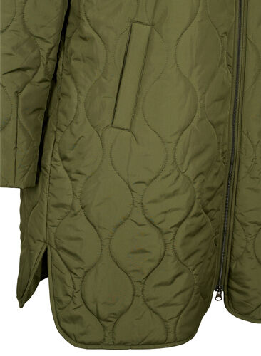 Langer gefütterter Jacke mit Taschen und Reißverschluss, Winter Moss, Packshot image number 3