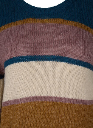 Gestreifter Strickpullover mit Wolle und Rundhals, Rubber Stripe Comb, Packshot image number 2