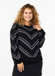 Strickpullover mit Rundhalsausschnitt und Schimmer-Effekt, Black w.S.L.Stripes, Model image number 0