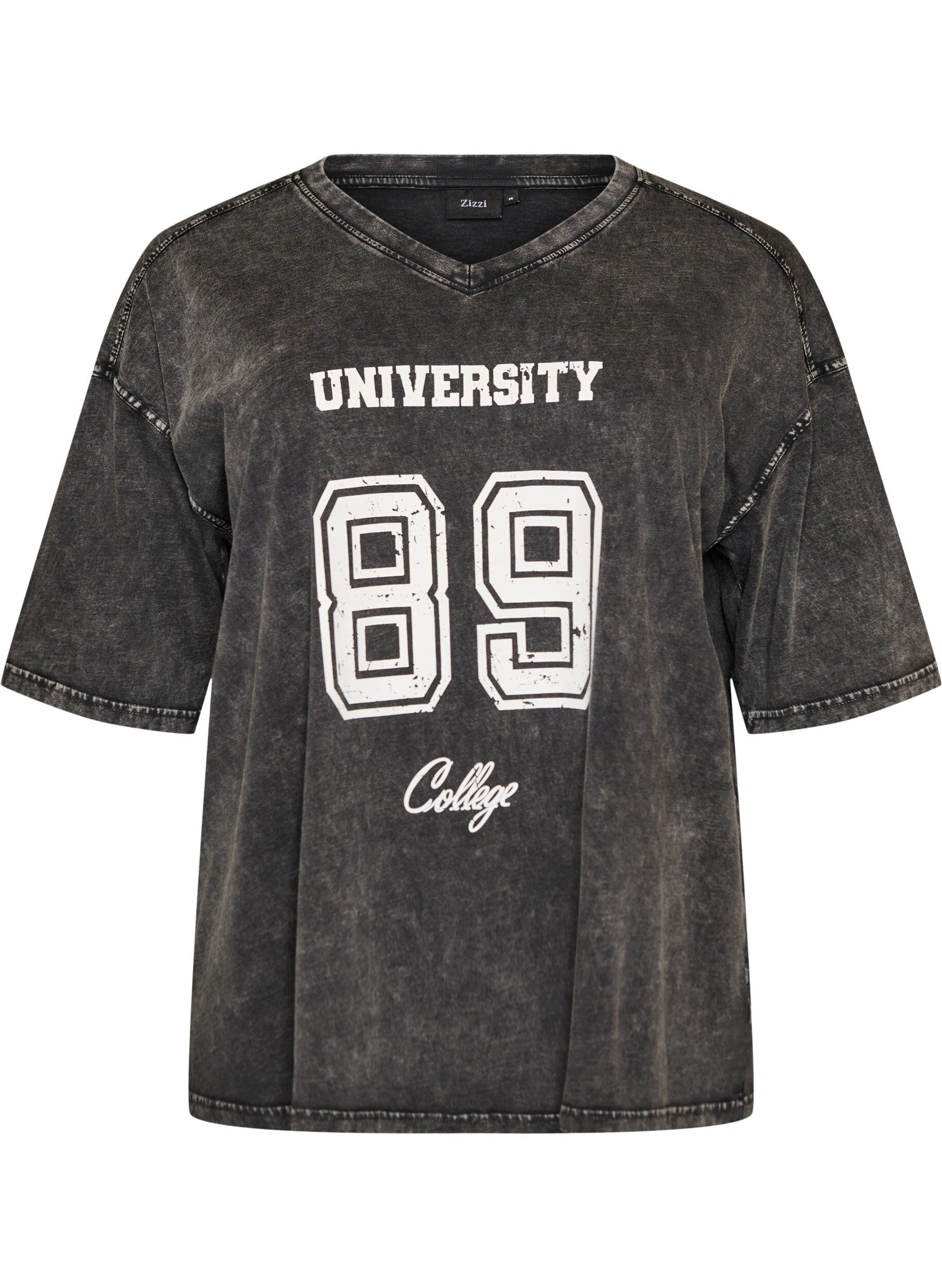 ZizziOversized T-Shirt aus Bio-Baumwolle mit College-Print, Schwarz, Packshot image number 0