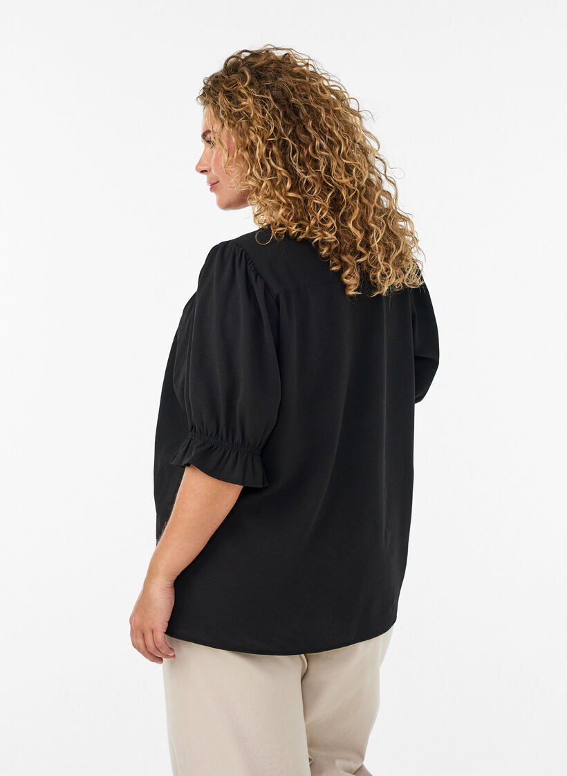 Hemdbluse mit 1/2-&Auml;rmeln, Schwarz, Model image number 2