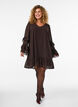 Kurzes Kleid mit transparenten R&uuml;schen&auml;rmeln, Braun, Model image number 1