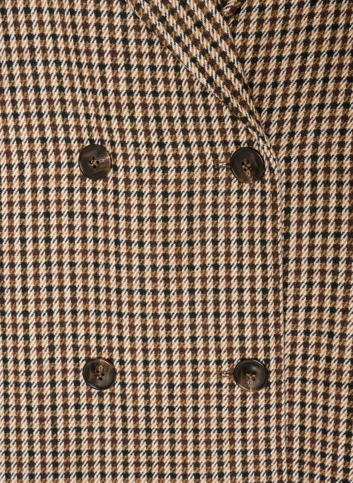 Karierter Kurzmantel mit zweireihiger Knopfleiste, Braun, Packshot image number 2