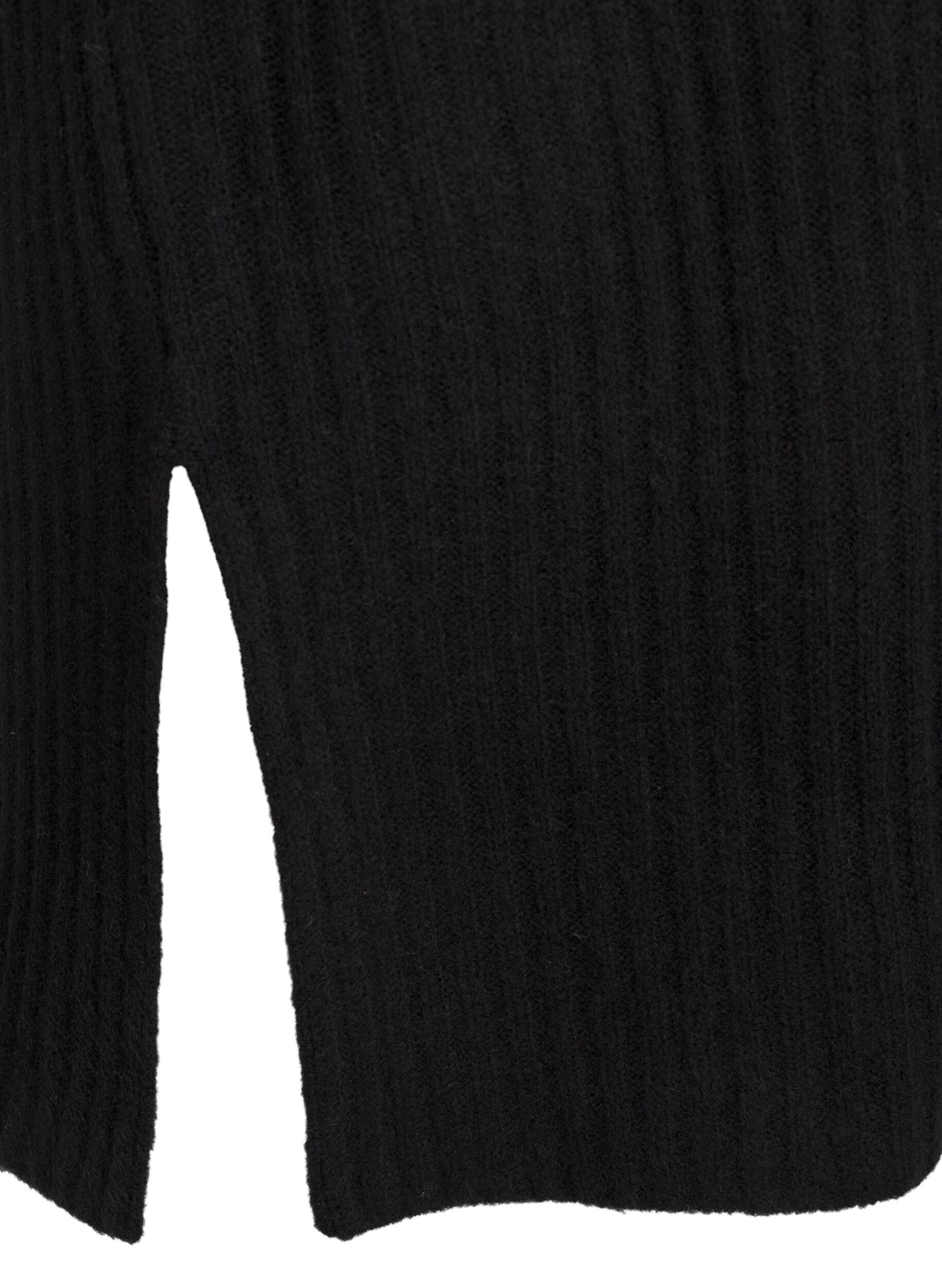 Zizzi Langes Strickkleid mit Rollkragen, Black, Packshot image number 3