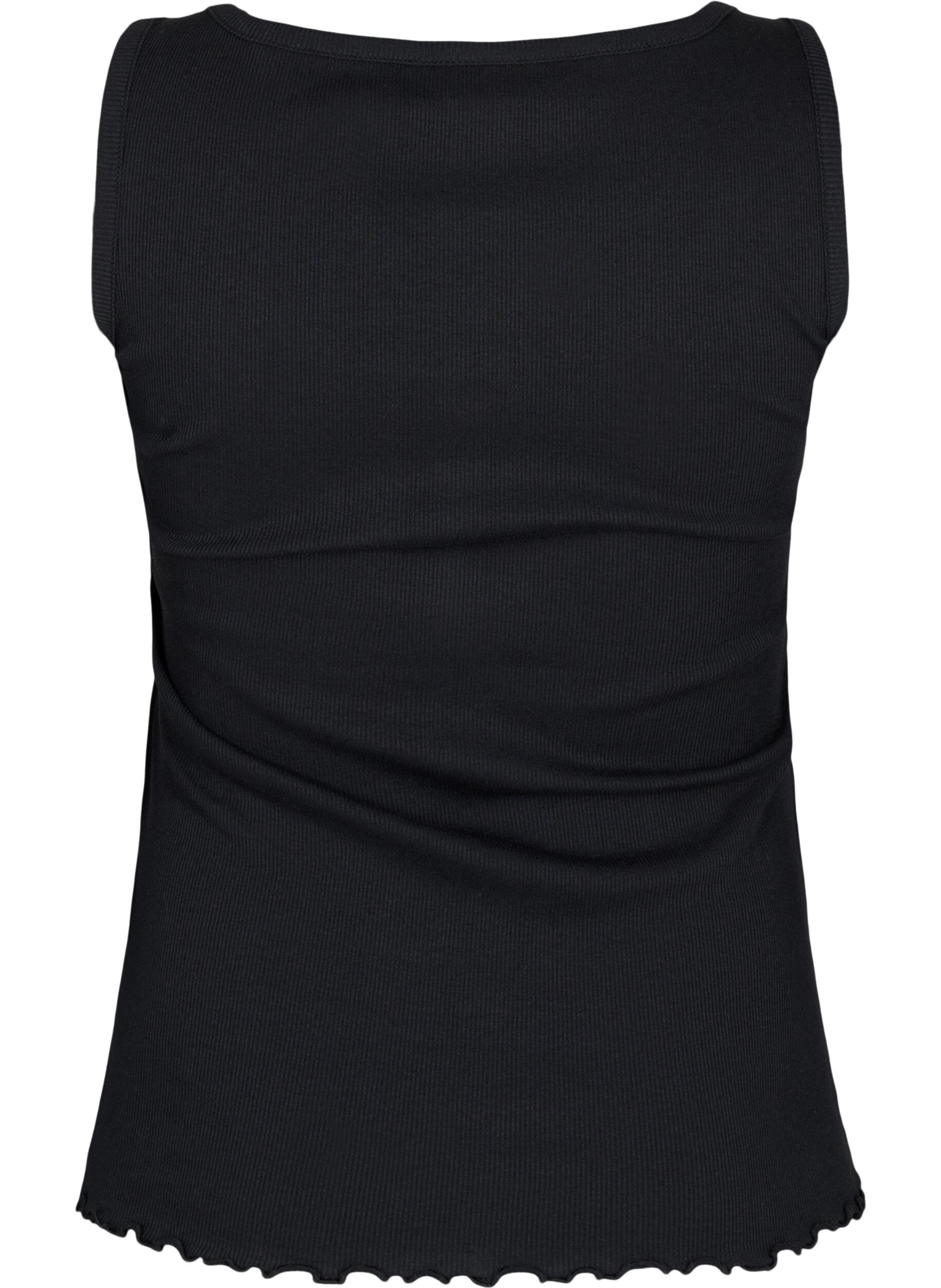 Zizzi Geripptes Tanktop mit Kn&ouml;pfen, Black, Packshot image number 1