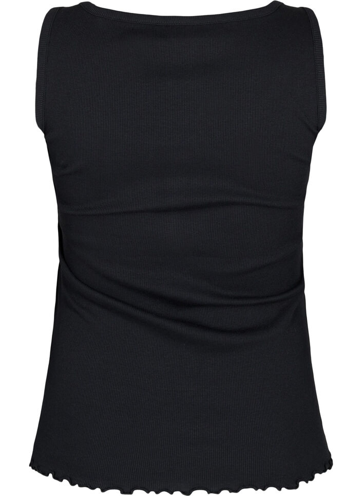 Geripptes Tanktop mit Knöpfen, Black, Packshot image number 1