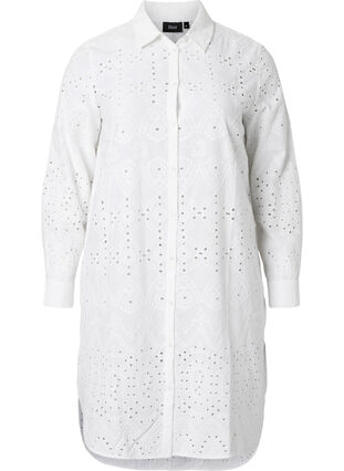 Hemdkleid mit Anglaise-Stickerei, Bright White, Packshot image number 0