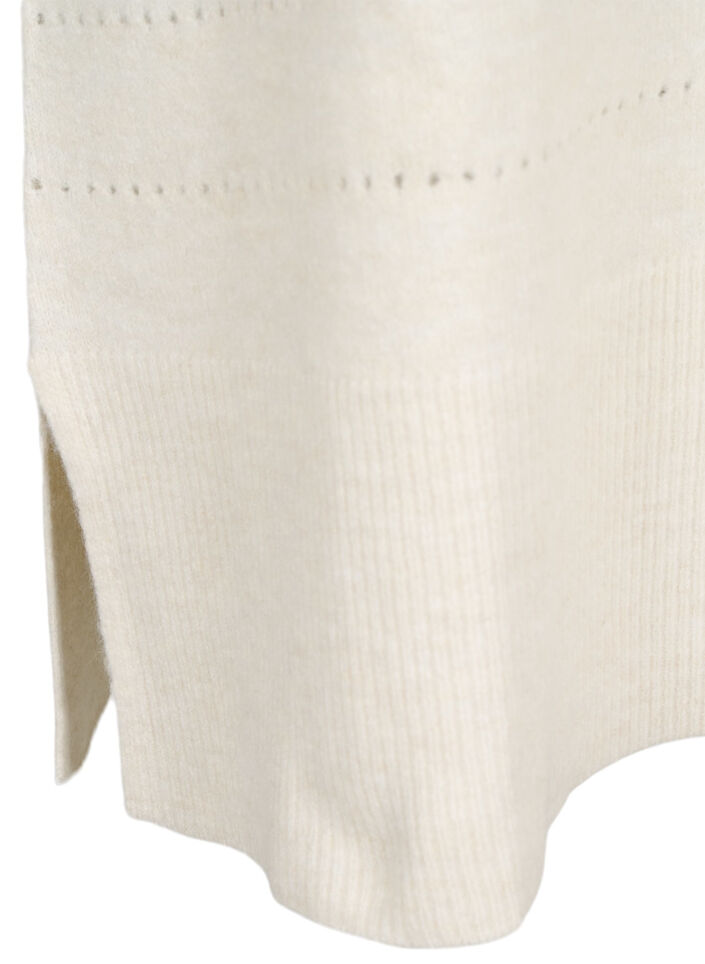 Strickkleid mit Schlitzen und Lochmuster, Birch Mel., Packshot image number 3