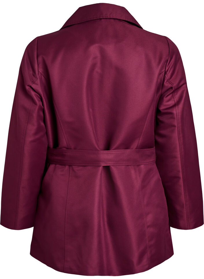 Kurzer Trenchcoat mit Gürtel, Dunkles Bordeaux, Packshot image number 1
