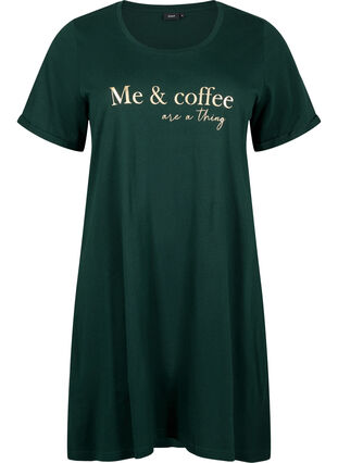 Kurzärmeliges Nachthemd aus Bio-Baumwolle , Scarab W. Coffee, Packshot image number 0