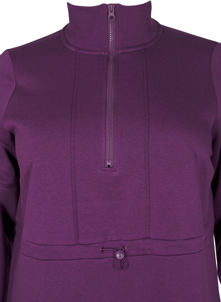 Kurzes Sweatshirtkleid mit Stehkragen und verstellbarer Taille, Deep Purple, Packshot image number 2