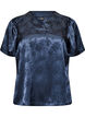 Gebl&uuml;mte Bluse aus Satin mit V-Ausschnitt, Blau, Packshot image number 0