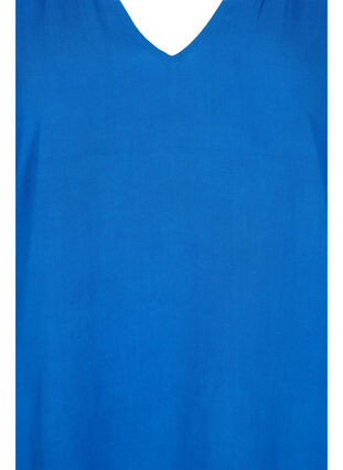 Kurzärmeliges Viskosekleid mit V-Ausschnitt, Classic Blue, Packshot image number 2