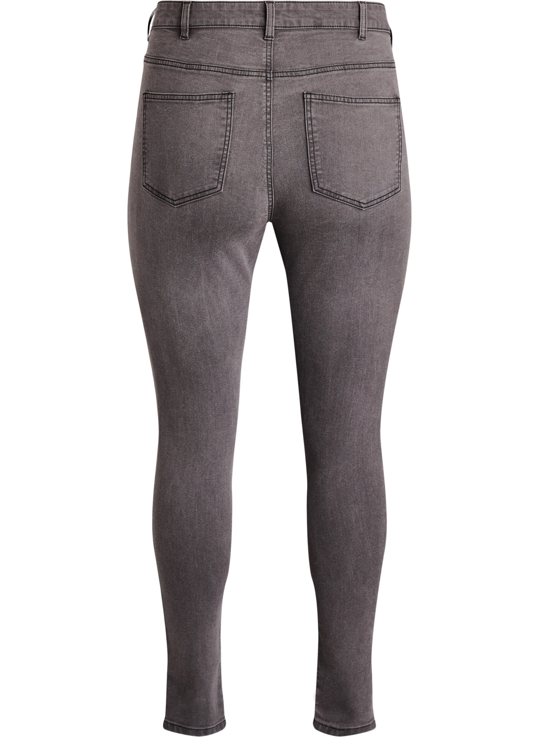 Zizzi Amy Super Slim Fit Jeans mit hoher Taille, Grau, Packshot image number 1