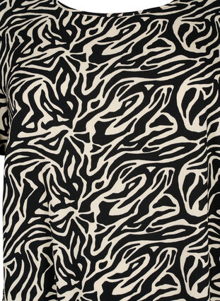 Bedrucktes Kleid mit kurzen Ärmeln, Black/White Animal, Packshot image number 2