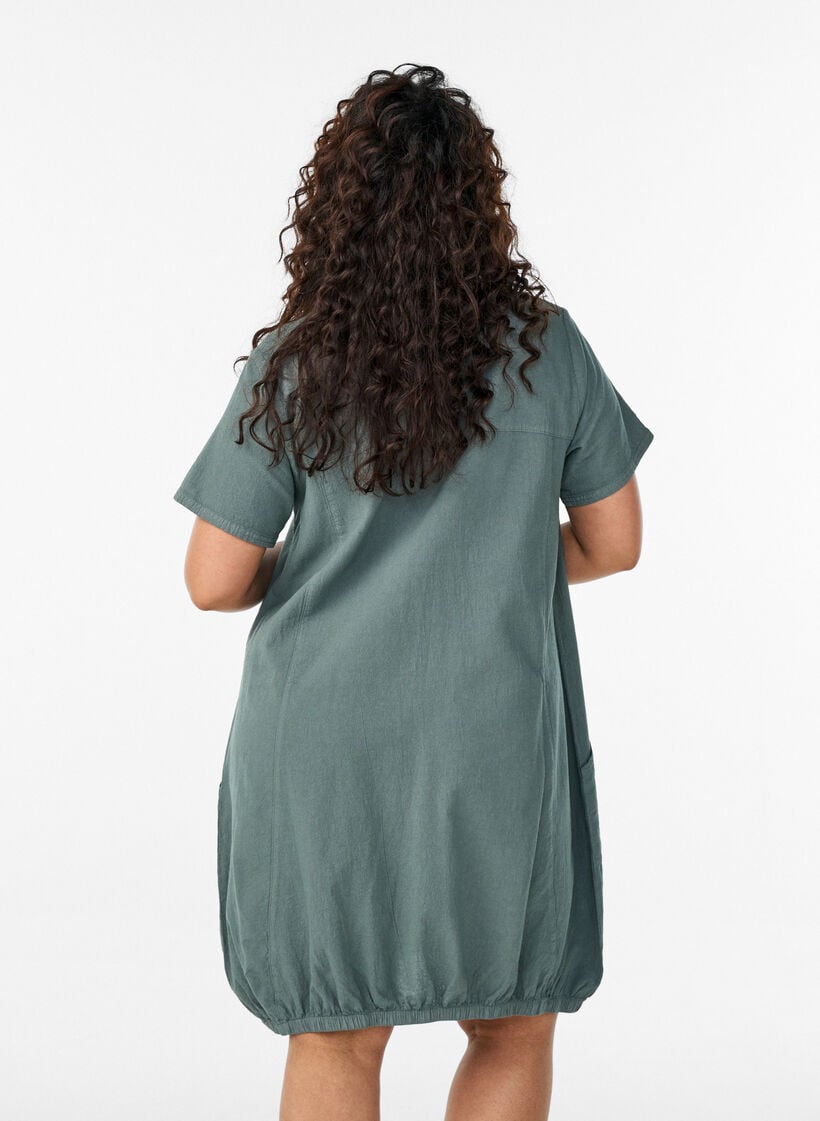 Kurzarm Kleid aus Baumwolle, Gr&uuml;n, Model image number 2
