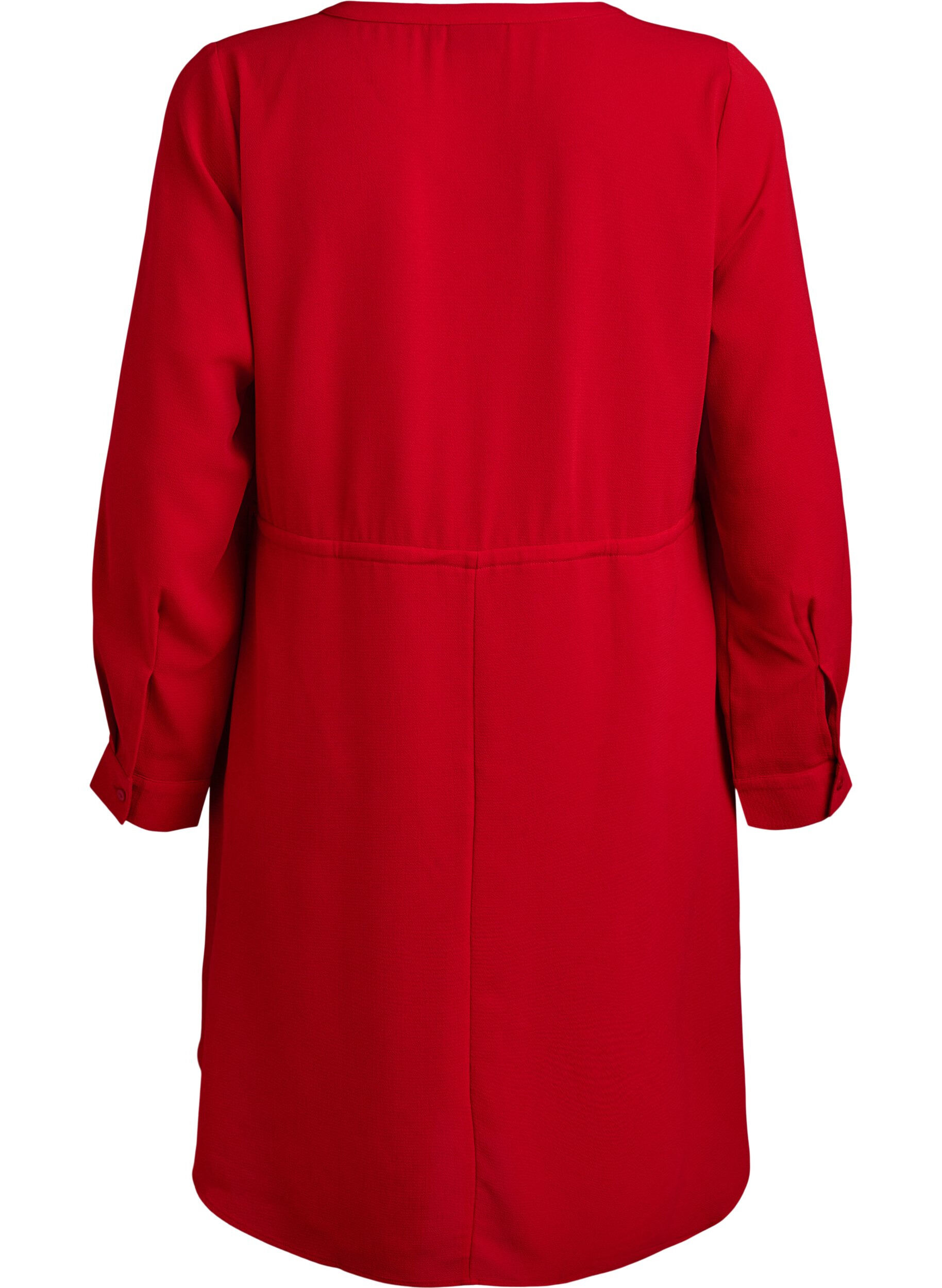 Zizzi Knielanges Kleid mit Bindeg&uuml;rtel, Rot, Packshot image number 1