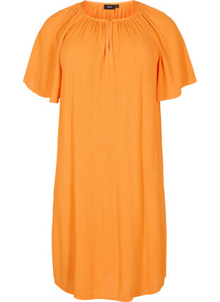 Kurzärmeliges Kleid aus Viskose, Orange Peel, Packshot image number 0