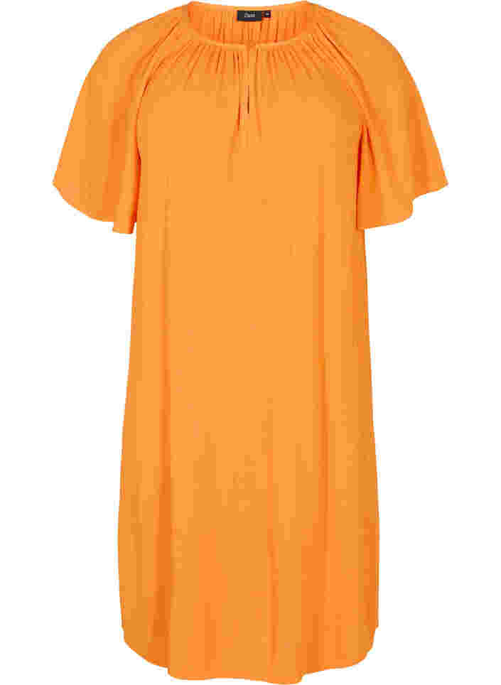 Kurzärmeliges Kleid aus Viskose, Orange Peel, Packshot image number 0