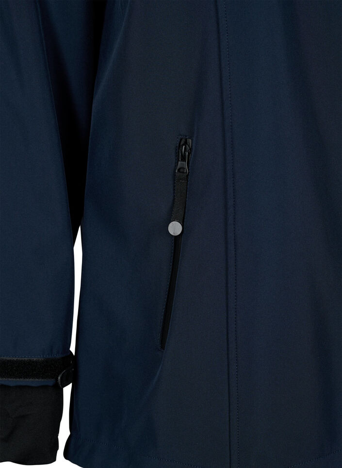 Softshelljacke aus kurzem Schnitt mit abnehmbarer Kapuze, Blau, Packshot image number 3