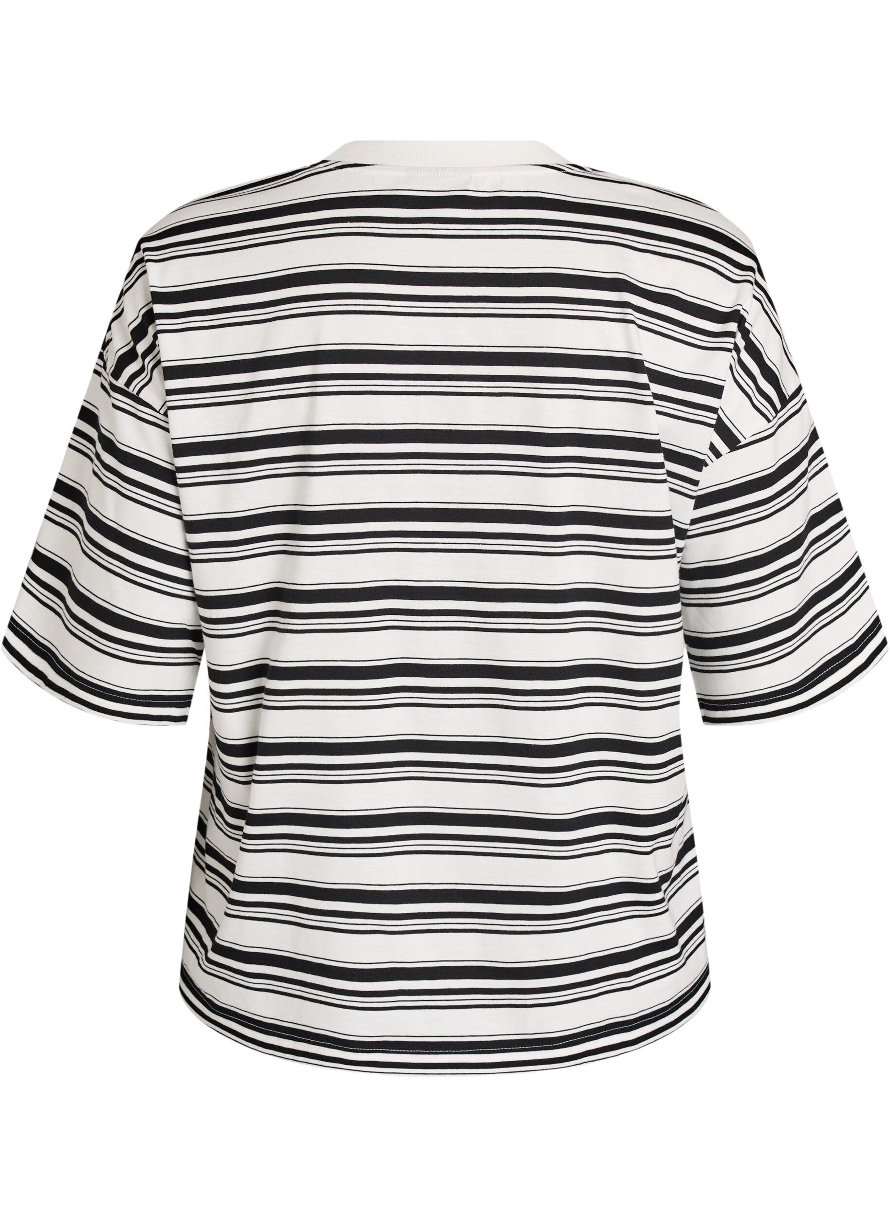 ZizziKastiges T-Shirt mit Streifenmuster, Schwarz, Packshot image number 1