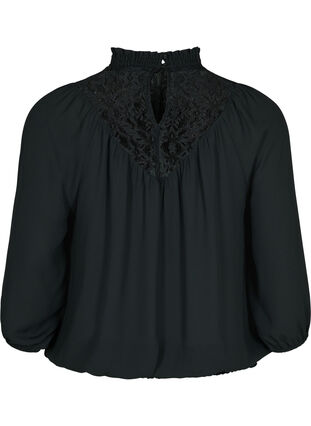 	 Bluse mit Spitze und Smock, Black, Packshot image number 1