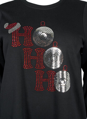 Sweatkleid mit Weihnachtsmotiv, Black HO HO HO, Packshot image number 2