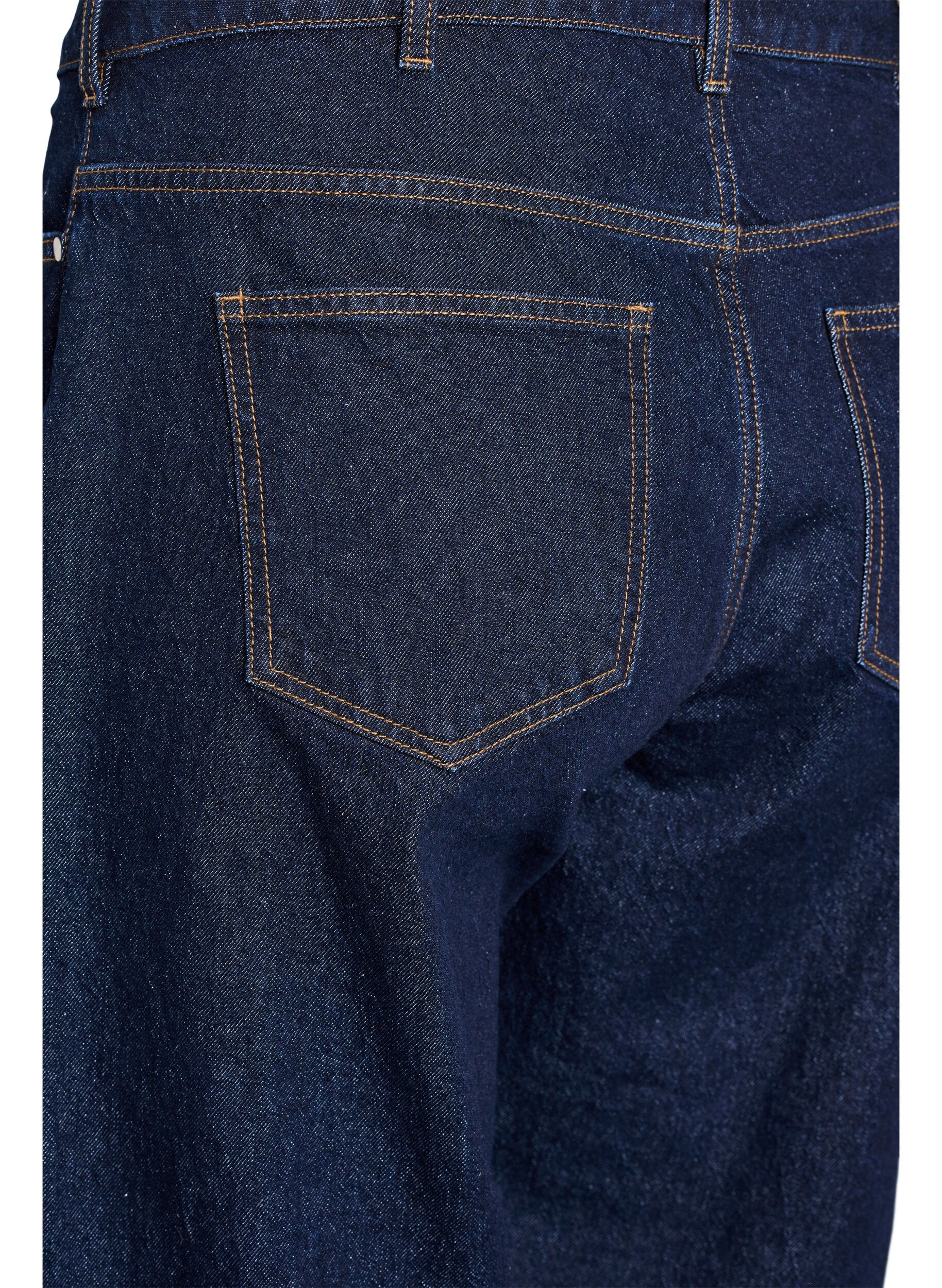 Zizzi Straight-Fit-Jeans mit weitem Bein und Umschlag, Blau, Packshot image number 3