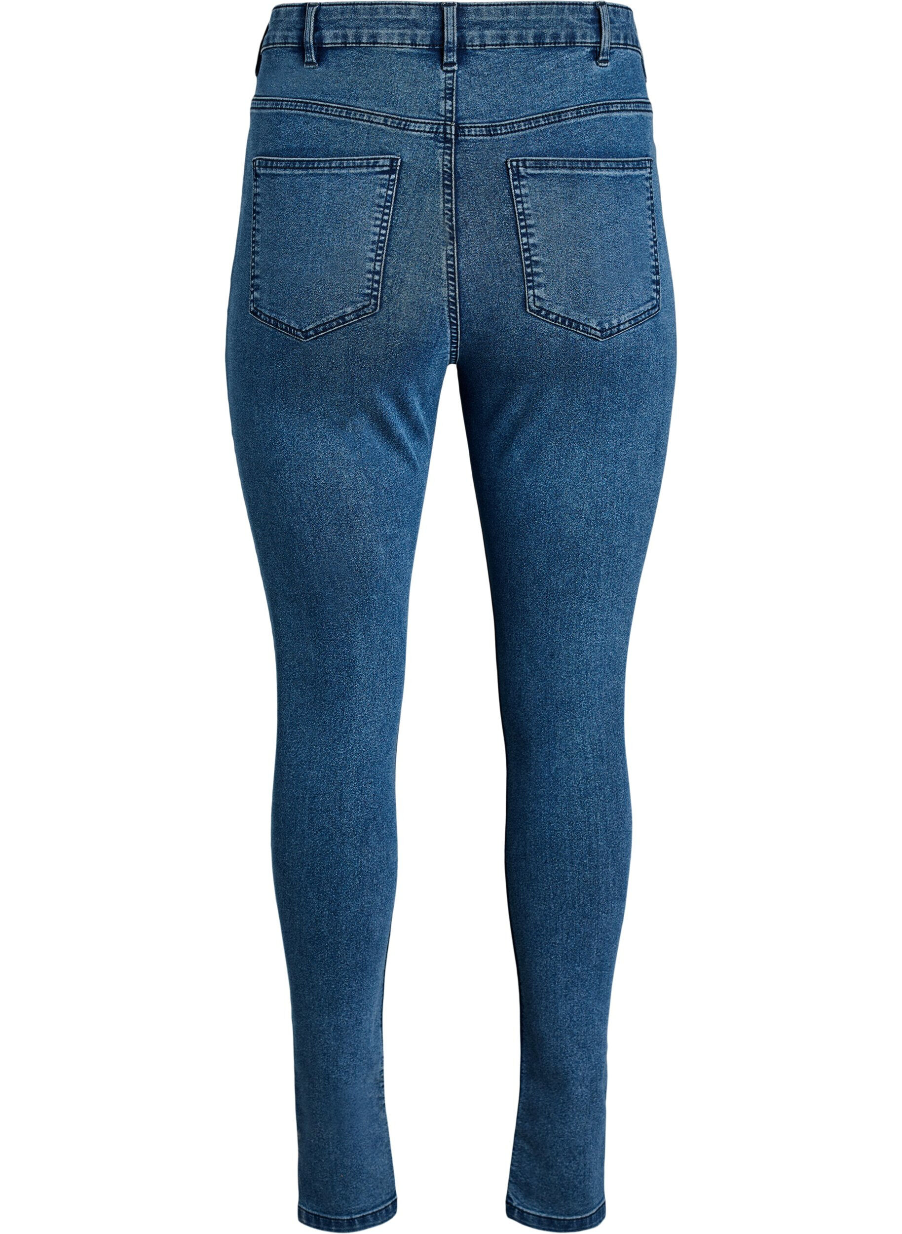 Zizzi Amy Super Slim Fit Jeans mit hoher Taille, Blau, Packshot image number 1