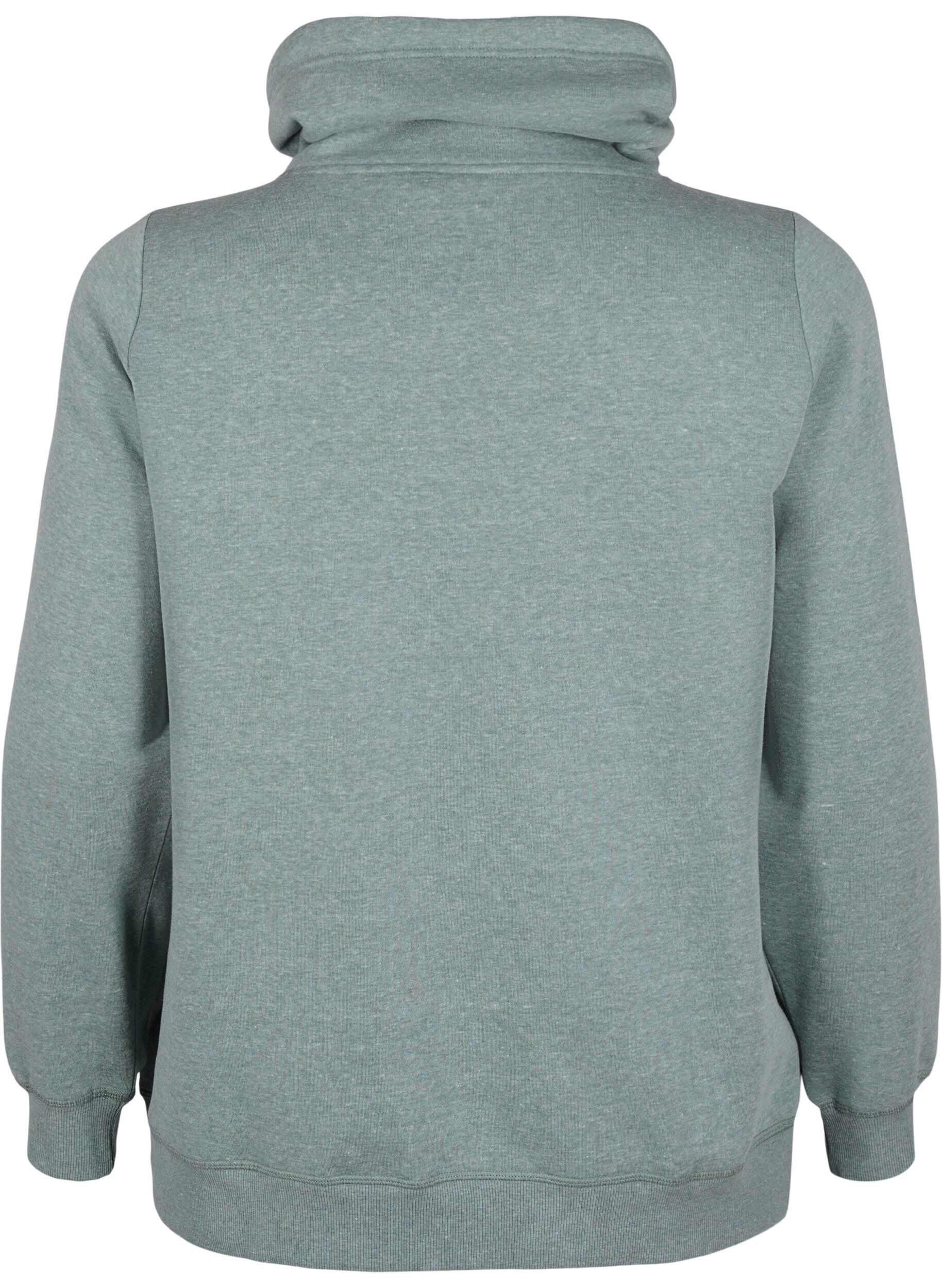 Zizzi FLASH - Sweatshirt mit Stehkragen, Balsam Green Melange, Packshot image number 1