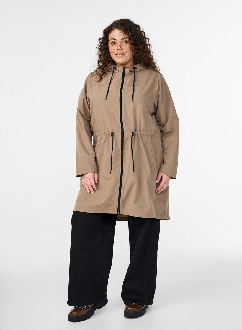 Leichter Parka mit Kapuze, Braun, Model image number 1