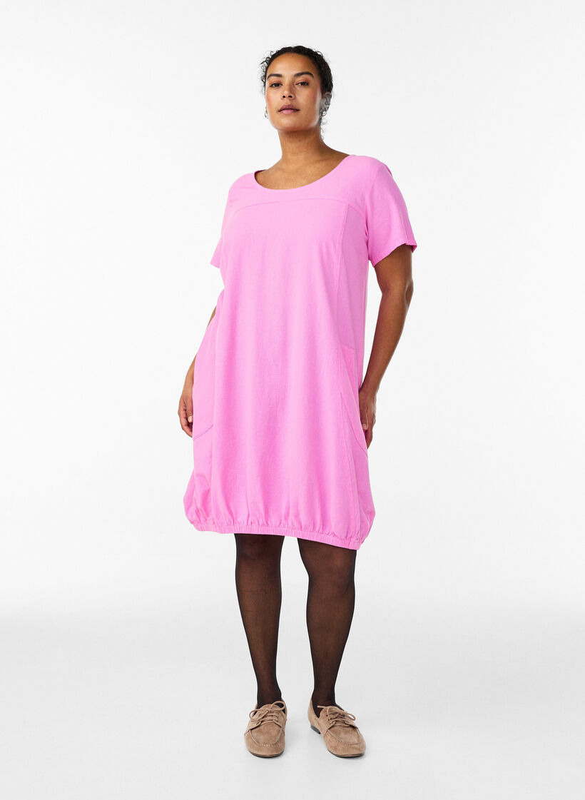 Baumwollkleid mit kurzen &Auml;rmeln, Pink, Model image number 1