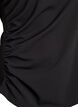 Kurzarmbluse mit Raffung und asymmetrischem Saum, Schwarz, Packshot image number 3