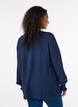 Bluse mit Smockb&uuml;ndchen und V-Ausschnitt, Blau, Model image number 2