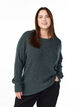 Melierte Strickbluse mit Rundhalsausschnitt, Gr&uuml;n, Model image number 0