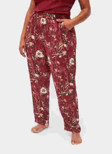 Pyjama Hose mit Bllumen-Print, Cabernet Flower Pr., Model image number 2