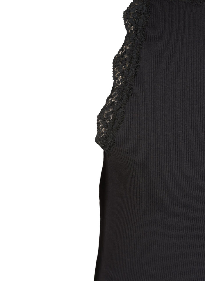 Top mit Spitzensaum, Schwarz, Packshot image number 3