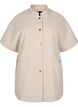 Cape-Jacke in Wolloptik mit kurzen Ärmeln, Simply Taupe Mel., Packshot image number 0